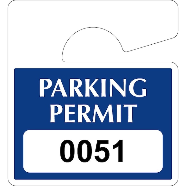 Lustre-Cal Laminated Hanging Parking Permit Dark Blue 3in x 2.75in 30mil Plastic Serialized 001-050, 50PK 253813301Bd0001 - main